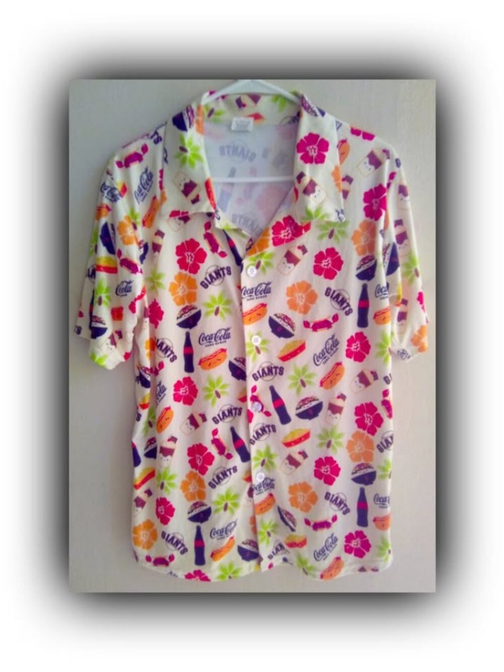 San Francisco Giants Hawaiian Shirt Men's Size M "Coca Cola Zero" [Aloha Foodie]